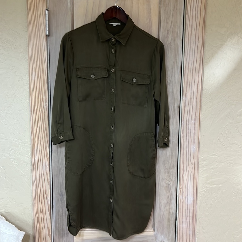 Green Khaki Shirt Dress